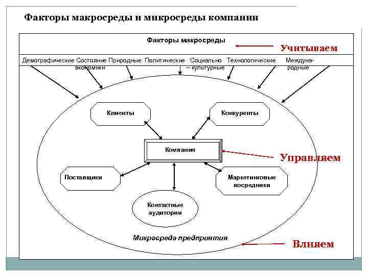 Факторы макросреды и микросреды компании       Факторы макросреды 