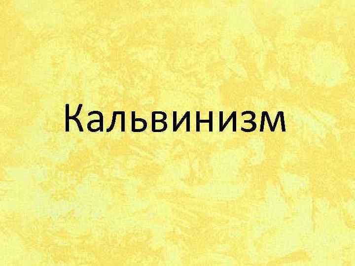 Кальвинизм 