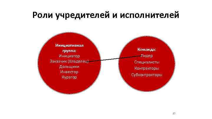 Роли учредителей и исполнителей  Инициативная   группа:   Команда:  