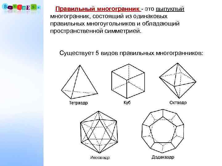 Любой правильный многоугольник является выпуклым верно. Элементы симметрии правильного гексаэдра. Правильные многогранники 10 класс Атанасян. Элементы симметрии правильных многогранников 10 класс.