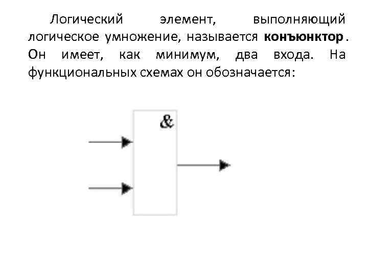 Конъюнктором называется схема имеющая