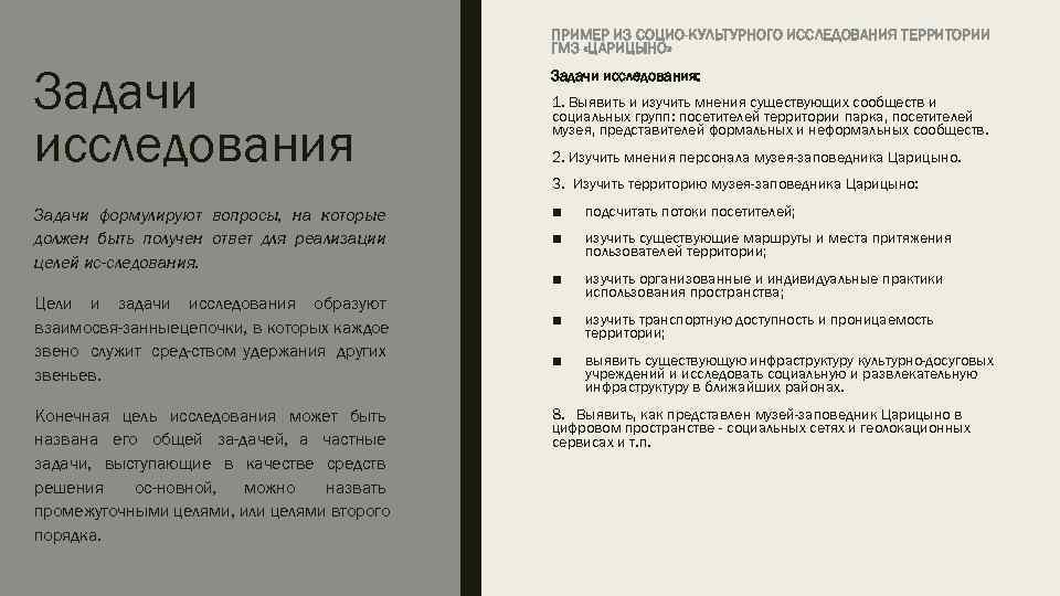      ПРИМЕР ИЗ СОЦИО-КУЛЬТУРНОГО ИССЛЕДОВАНИЯ ТЕРРИТОРИИ    