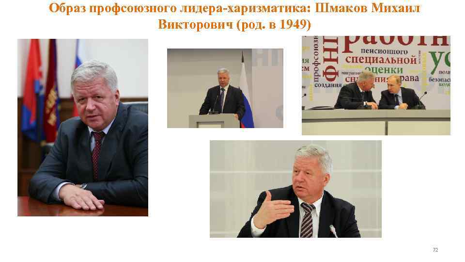 Образ профсоюзного лидера-харизматика: Шмаков Михаил    Викторович (род. в 1949)  