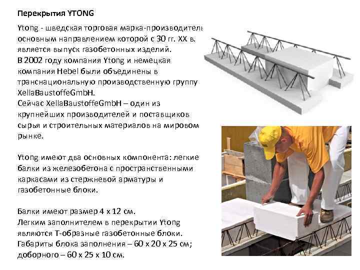 Перекрытия YTONG Ytong  шведская торговая марка производитель,  основным направлением которой с 30