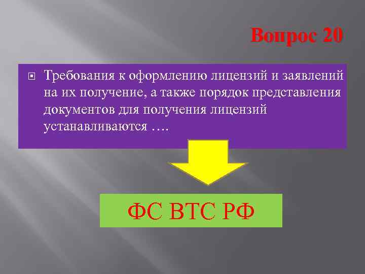      Вопрос 20 Требования к оформлению лицензий и заявлений