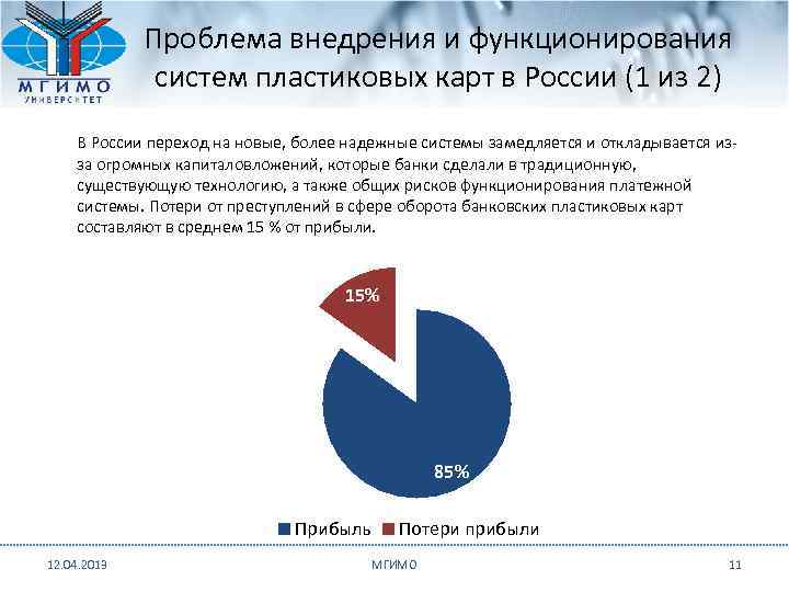    Проблема внедрения и функционирования    систем пластиковых карт в