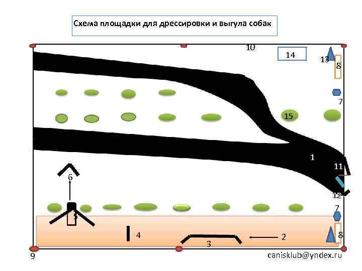   Схема площадки для дрессировки и выгула собак     10
