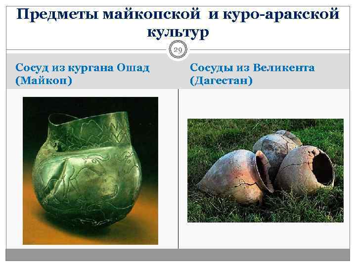 Предметы майкопской и куро-аракской   культур     29 Сосуд из