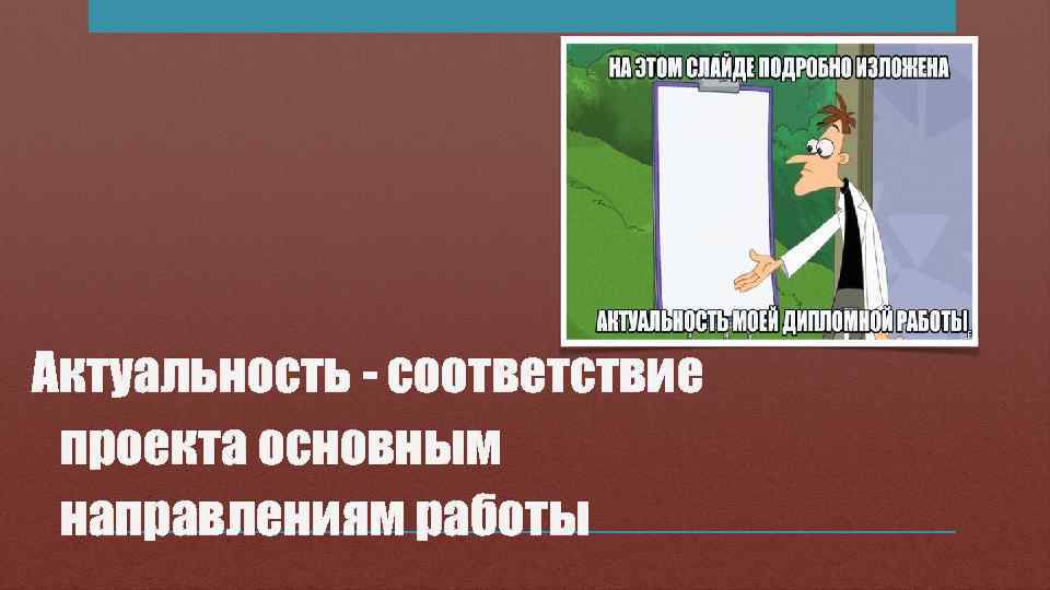 Актуальность - соответствие проекта основным направлениям работы 