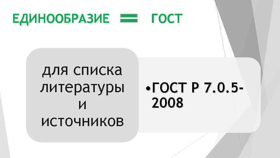 ЕДИНООБРАЗИЕ  ГОСТ  для списка  литературы  • ГОСТ Р 7. 0.