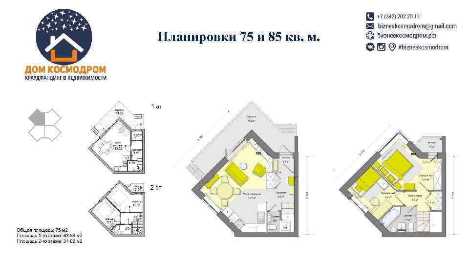Планировки 75 и 85 кв. м. 