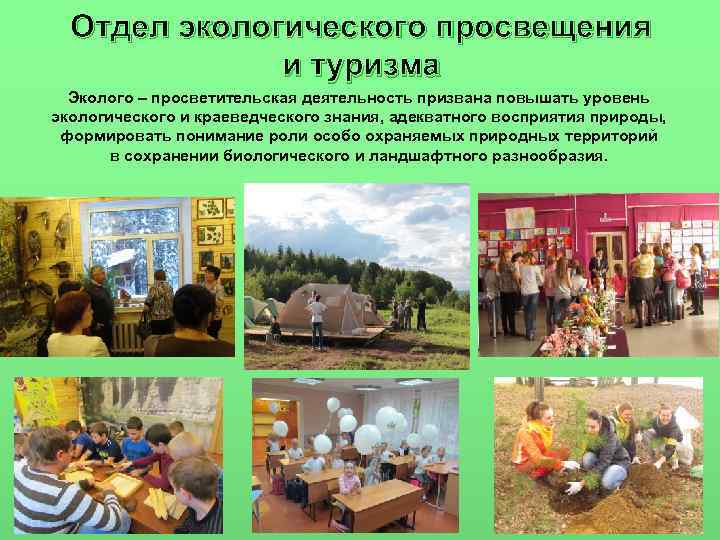  Отдел экологического просвещения    и туризма  Эколого – просветительская деятельность