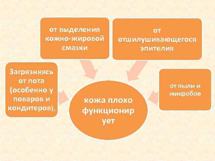    от выделения  от   кожно-жировой  отшилушивающегося  