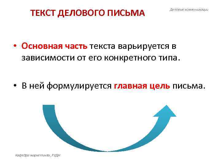   ТЕКСТ ДЕЛОВОГО ПИСЬМА      Деловые коммуникации • Основная