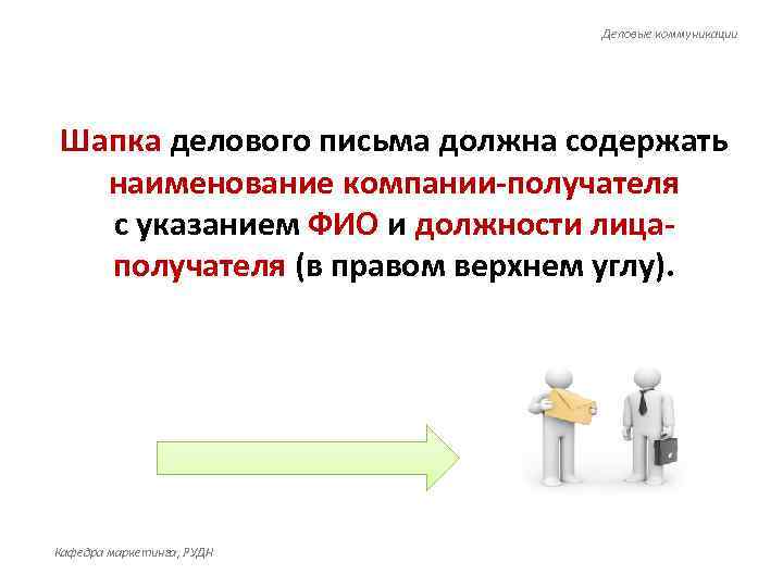      Деловые коммуникации Шапка делового письма должна содержать  наименование