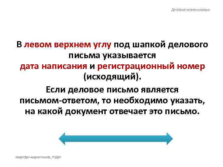       Деловые коммуникации В левом верхнем углу под шапкой