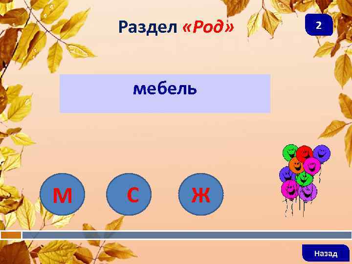   Раздел «Род»  2   мебель М  С Ж 