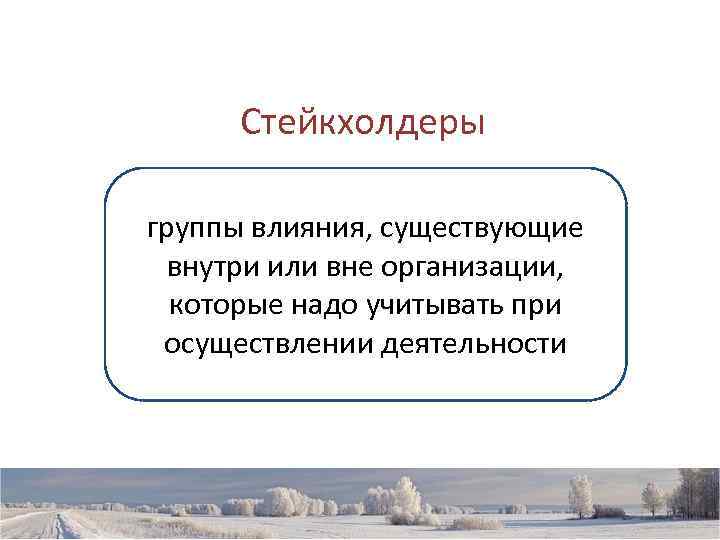  Стейкхолдеры группы влияния, существующие  внутри или вне организации,  которые надо учитывать