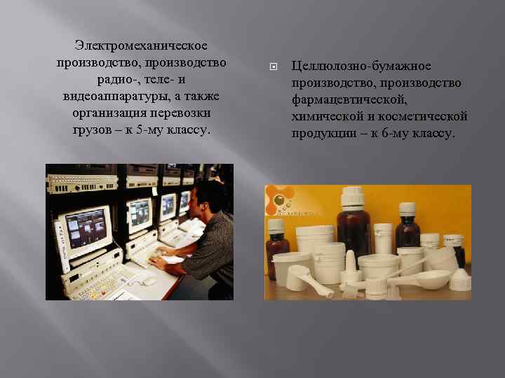   Электромеханическое производство, производство  Целлюлозно-бумажное  радио-, теле- и   производство,