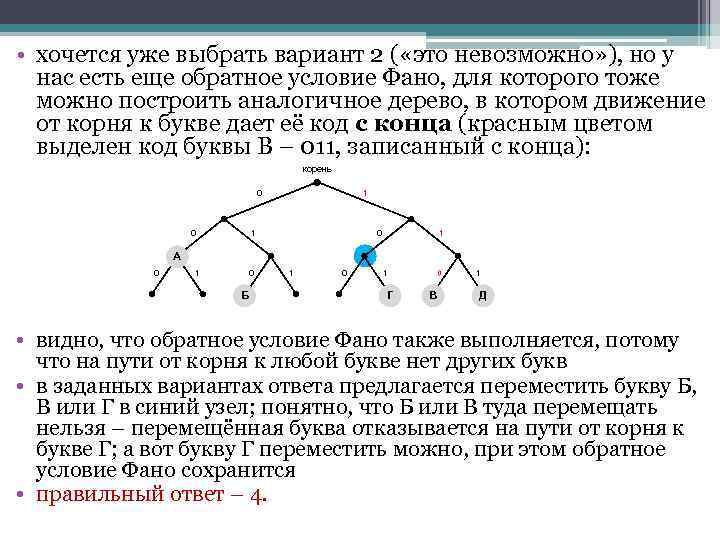 Неравномерное двоичное кодирование условие фано