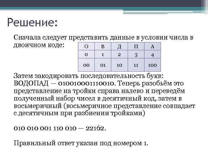 Определите какое сообщение закодировано в строчке