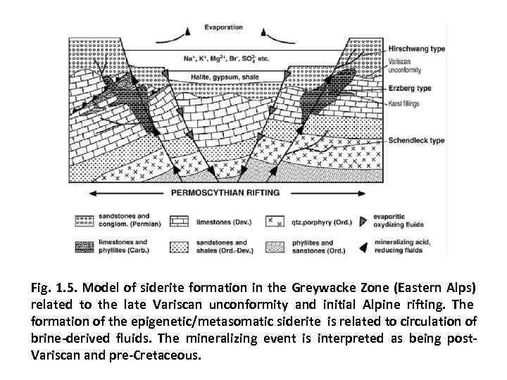 Fig. 1. 5. Model of siderite formation in the Greywacke Zone (Eastern Alps) related