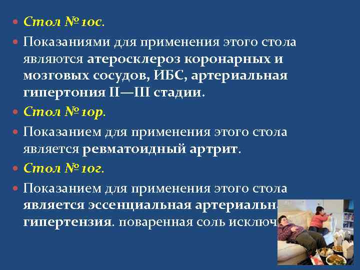  Стол № 10 с. Показаниями для применения этого стола  являются атеросклероз коронарных