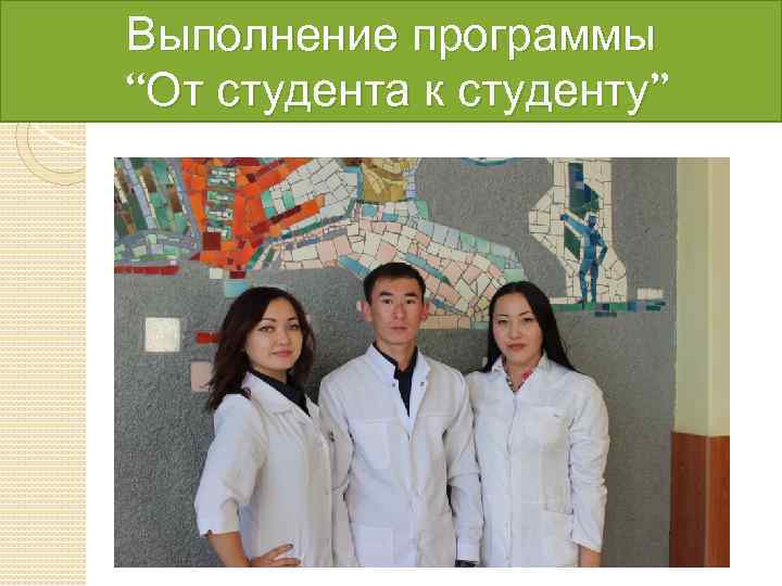 Выполнение программы “От студента к студенту” 