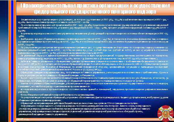  I Правоприменительная практика организации и осуществления   федерального государственного пожарного надзора 