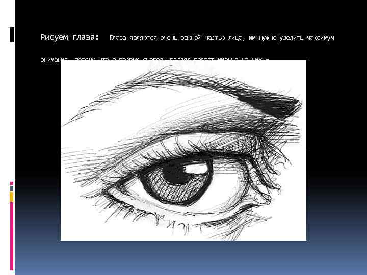 Рисуем глаза:  Глаза являются очень важной частью лица, им нужно уделить максимум 
