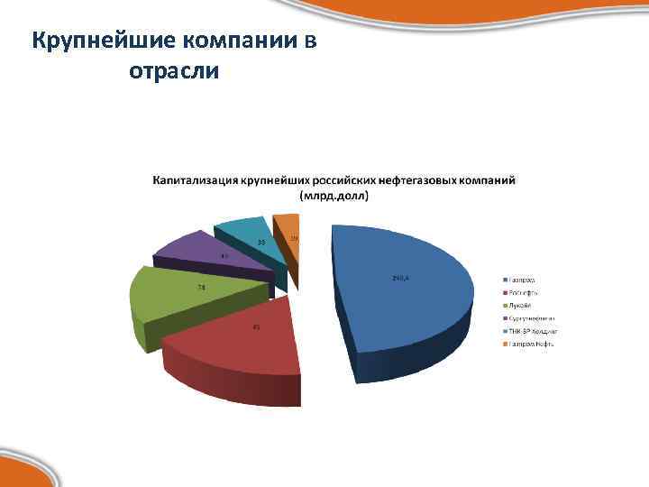 Крупнейшие компании в   отрасли 