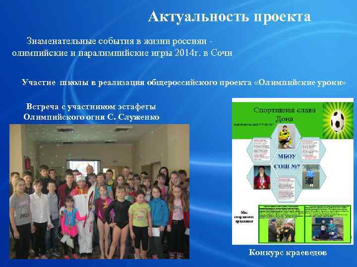      Актуальность проекта  Знаменательные события в жизни россиян -