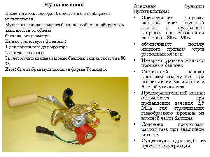    Мультиклапан     Основные    функции После