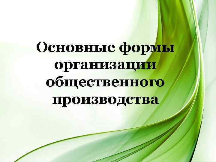 Основные формы  организации  общественного  производства 
