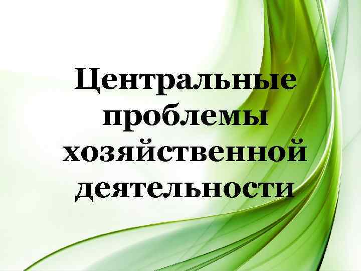  Центральные  проблемы хозяйственной  деятельности 