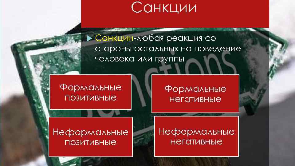    Санкции-любая реакция со   стороны остальных на поведение 
