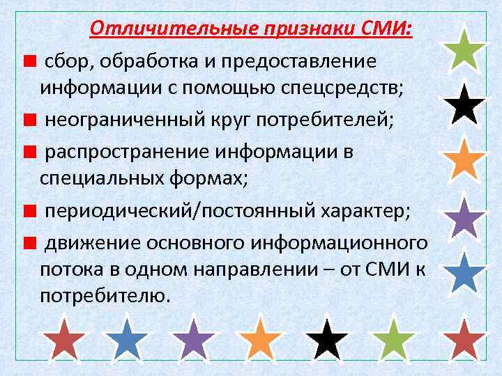 Особенности сми