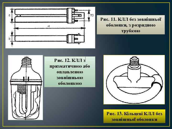 Рис. 11. КЛЛ без зовнішньої оболонки, з розрядною трубкою Рис. 12. КЛЛ з призматичною