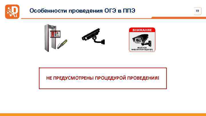 Особенности проведения ОГЭ в ППЭ НЕ ПРЕДУСМОТРЕНЫ ПРОЦЕДУРОЙ ПРОВЕДЕНИЯ! 69 