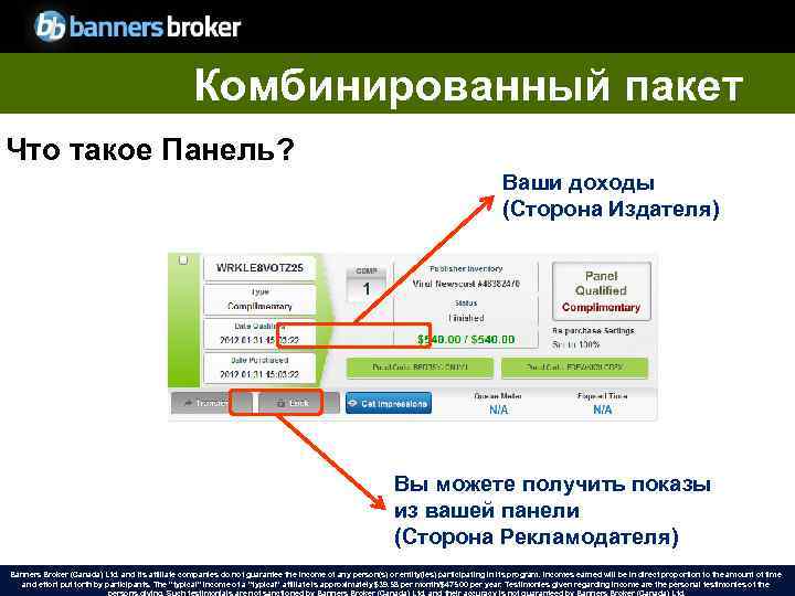 Комбинированный пакет Что такое Панель? Ваши доходы (Сторона Издателя) Вы можете получить показы из