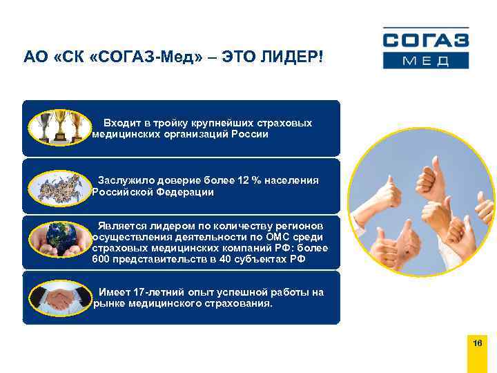 АО «СК «СОГАЗ-Мед» – ЭТО ЛИДЕР! Входит в тройку крупнейших страховых медицинских организаций России