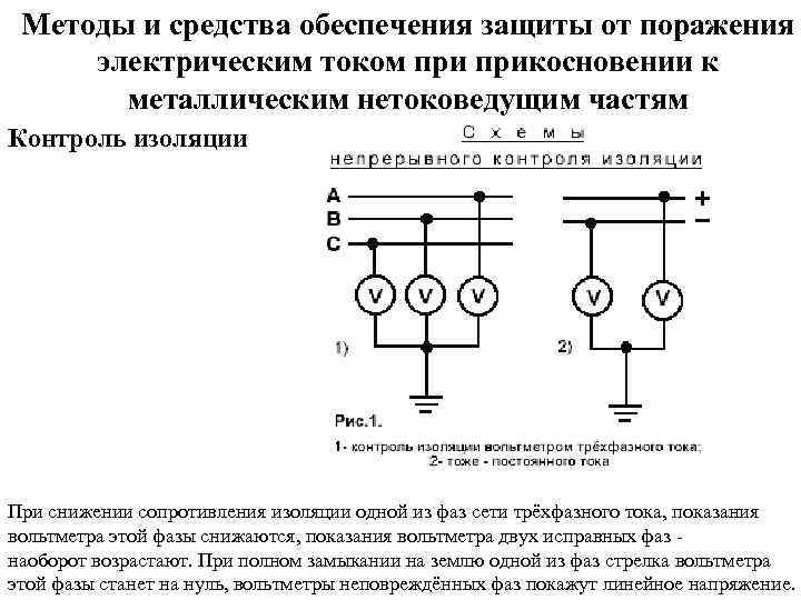 Методы и средства обеспечения защиты от поражения электрическим током прикосновении к металлическим нетоковедущим частям