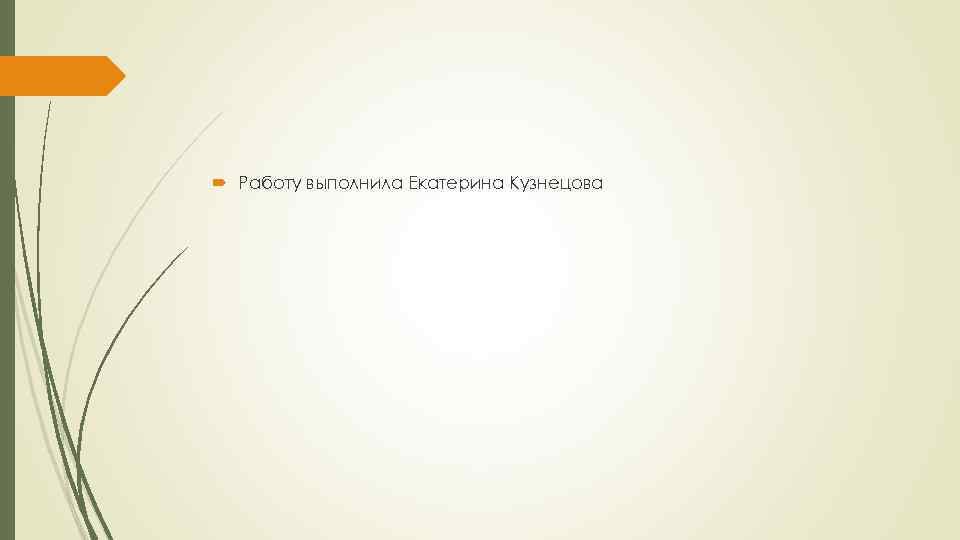  Работу выполнила Екатерина Кузнецова 