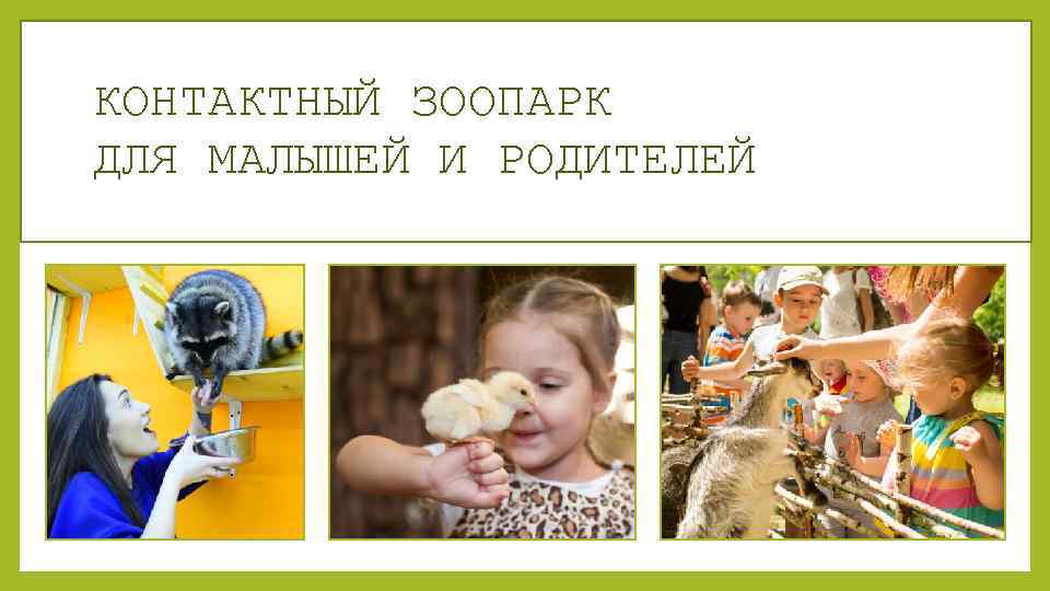 КОНТАКТНЫЙ ЗООПАРК ДЛЯ МАЛЫШЕЙ И РОДИТЕЛЕЙ 