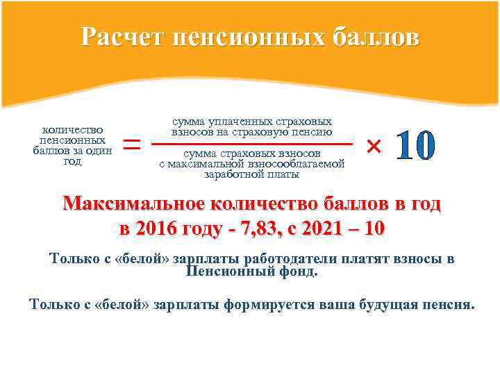 Расчет пенсионных баллов количество пенсионных баллов за один год сумма уплаченных страховых взносов на