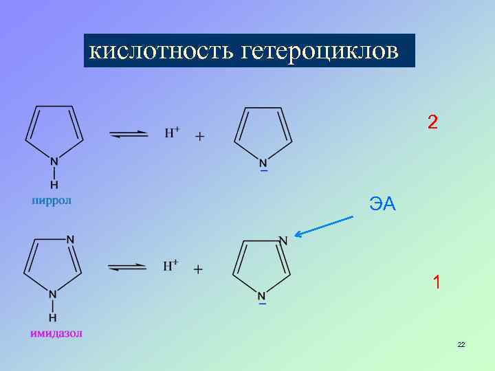 кислотность гетероциклов 2 ЭА 1 22 