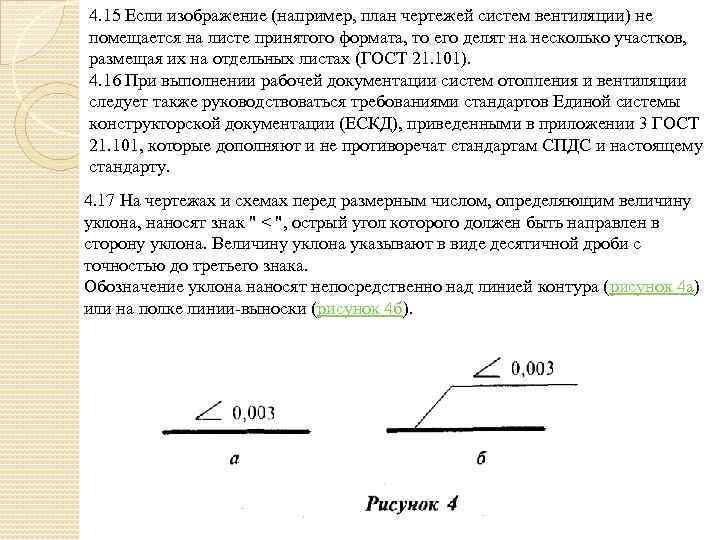 4. 15 Если изображение (например, план чертежей систем вентиляции) не помещается на листе принятого