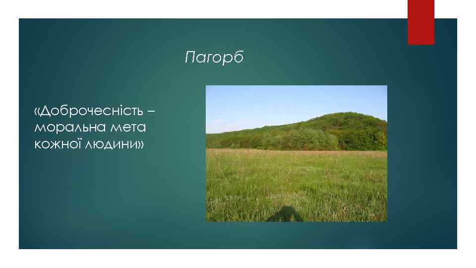 Пагорб «Доброчесність – моральна мета кожної людини» 