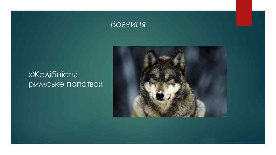 Вовчиця «Жадібність; римське папство» 
