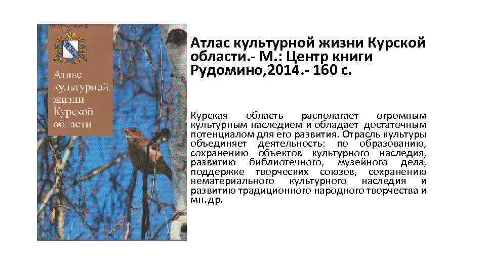 Атлас культурной жизни Курской области. - М. : Центр книги Рудомино, 2014. - 160